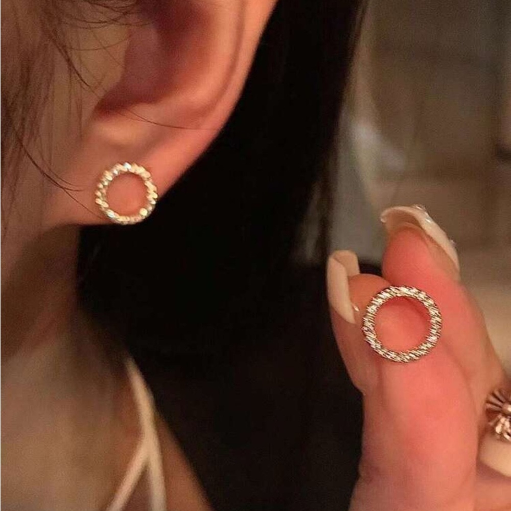 Gold Tone‎ Circle Stud Earrings